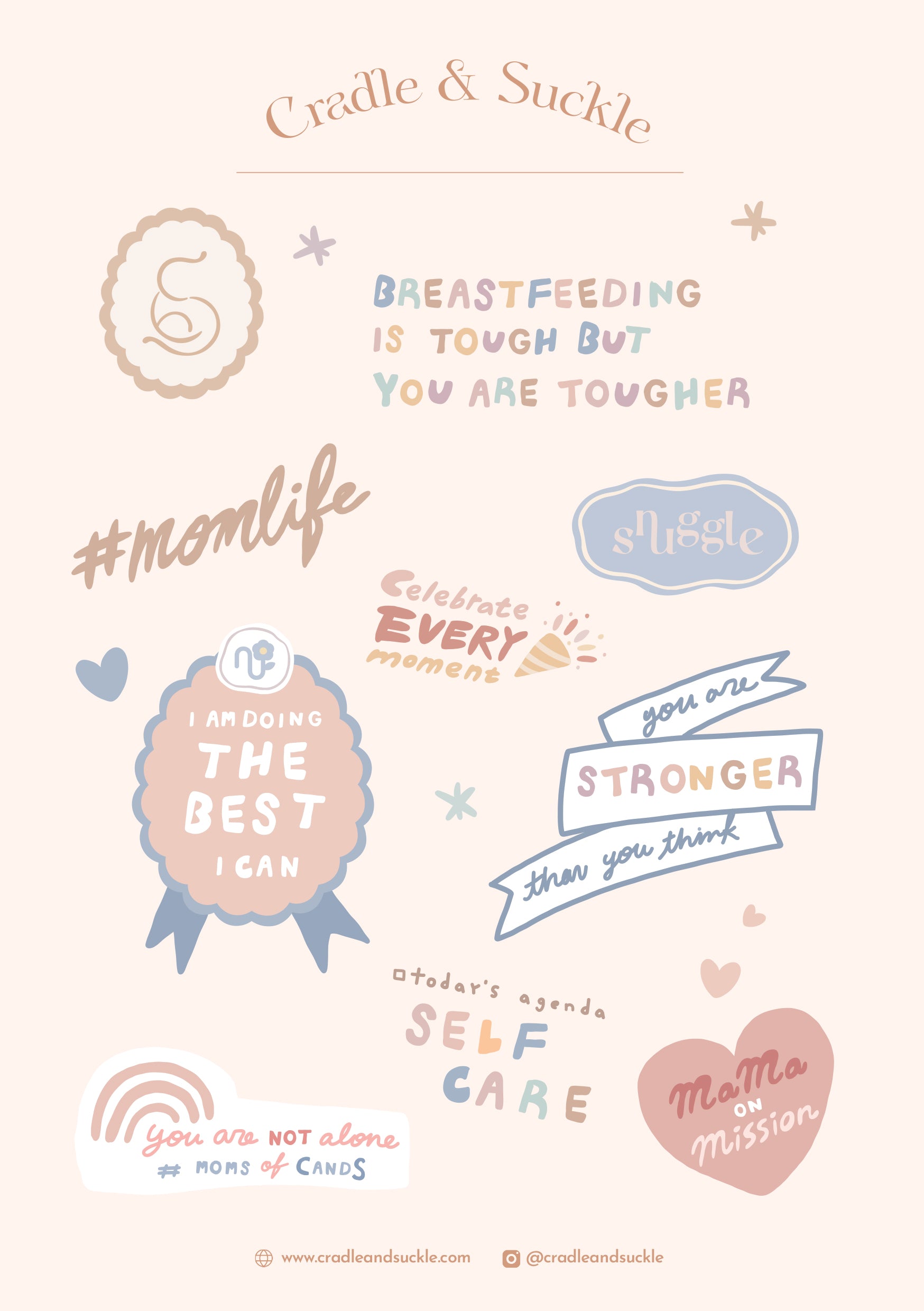 Motherhood & Breastfeeding Affirmation Sticker Sheet
