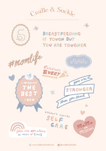 Motherhood & Breastfeeding Affirmation Sticker Sheet
